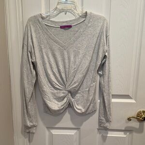 JACPARKER Gray V-Neck Twist Front Sweater SZ small excellent condition